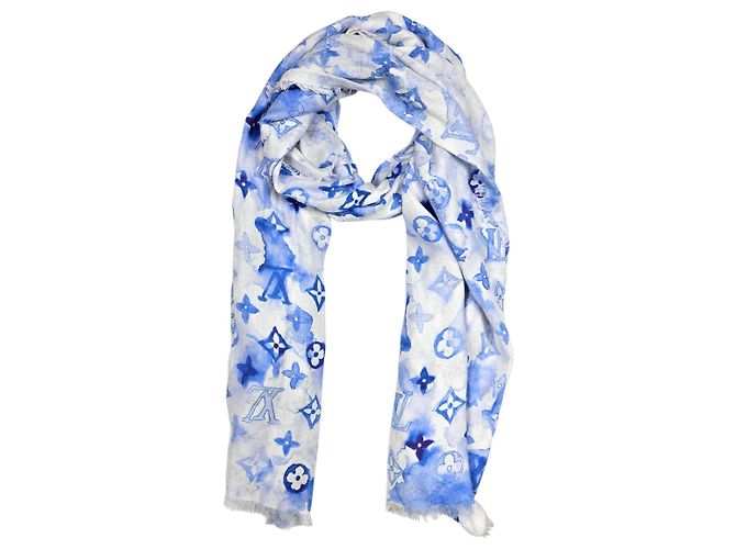 Louis Vuitton Aquarell Monogramm Schal Blau - Ansicht 3