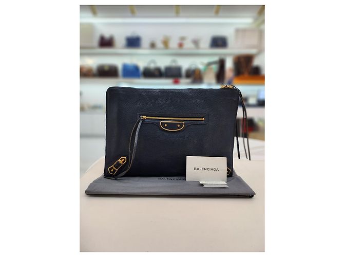 Balenciaga Clutch in metallo classico Blu - vista 10