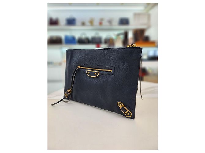 Balenciaga Clutch in metallo classico Blu - vista 12