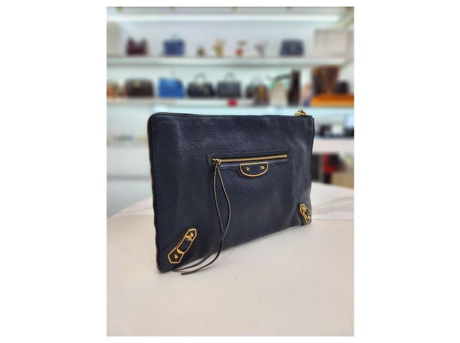 Balenciaga Clutch in metallo classico Blu - vista 13