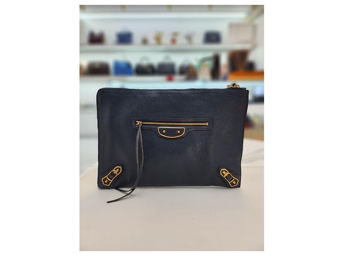Balenciaga Clutch in metallo classico Blu - vista 9