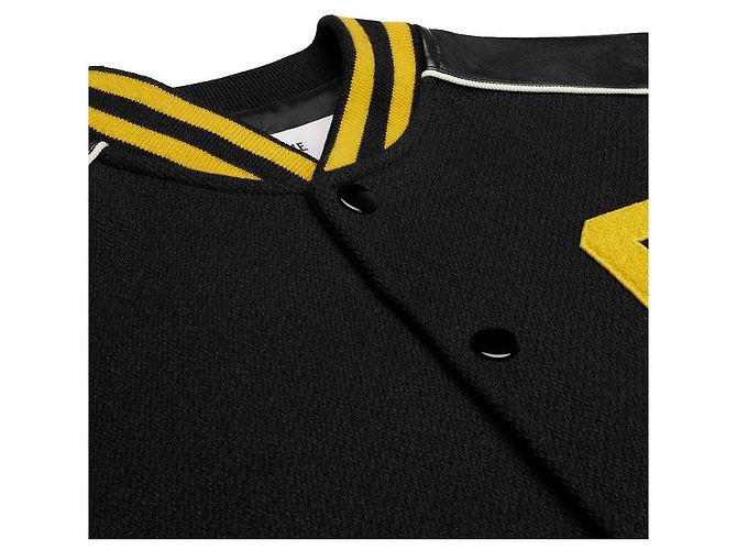 Céline Classic Teddy Jacket Textured Wool Black Yellow - view 3