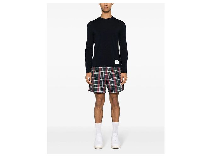 Thom Browne Wool Jersey Asymmetric Long Sleeve T-Shirt Blue - view 2