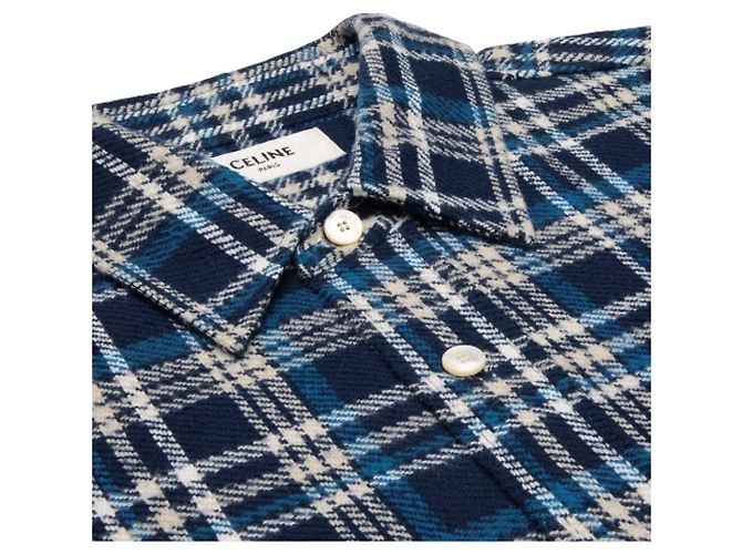 Céline Camicia da boscaiolo in cotone blu navy - vista 3