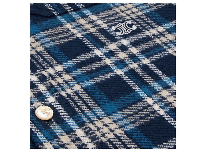 Céline Camicia da boscaiolo in cotone blu navy - vista 4