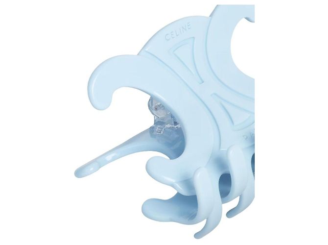 Céline Grande fermaglio per capelli in acetato blu chiaro latteo - vista 3