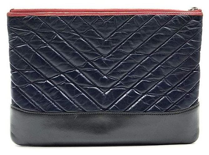 Chanel Clutch Chevron Gabrielle Nuova Media Nero - vista 3