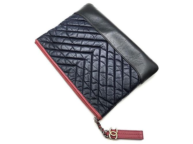Chanel Clutch Chevron Gabrielle Nuova Media Nero - vista 4