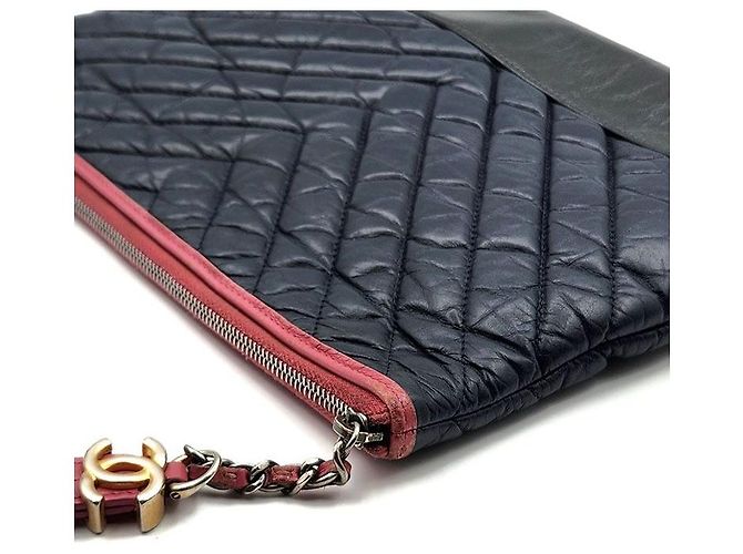 Chanel Clutch Chevron Gabrielle Nuova Media Nero - vista 5