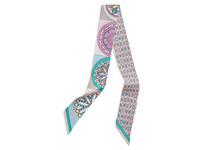 Hermès Bufanda de seda para mujeres Twilly Efecto Caleidoscopio Azul - vista 2
