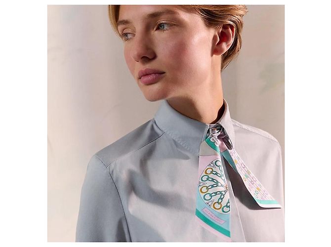 Hermès Bufanda de seda para mujeres Twilly Efecto Caleidoscopio Azul - vista 3