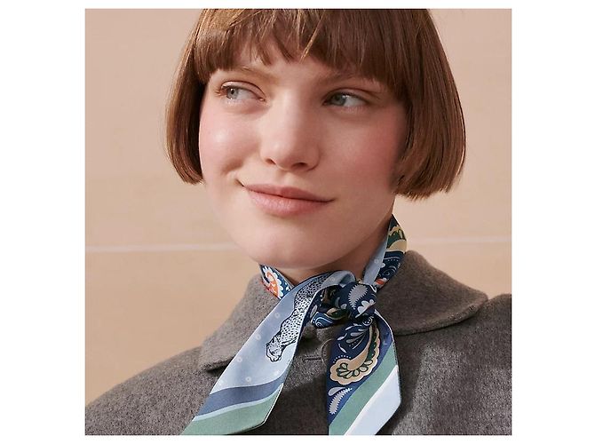 Hermès Lenço de seda Twilly para mulheres Guepards - vista 3