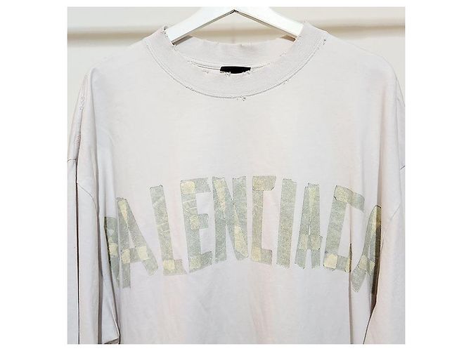 Balenciaga T-Shirt mit Klebeband-Logo Silber - Ansicht 4