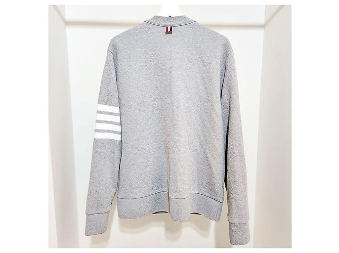 Thom Browne Cardigan V-Neck Loopback Argento - vista 3