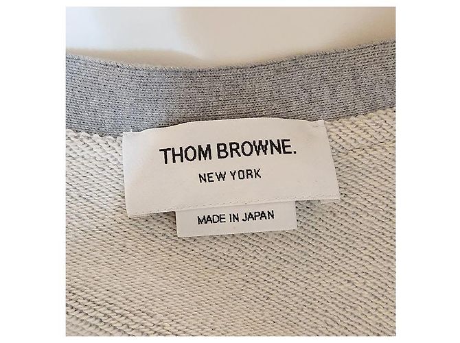Thom Browne Cardigan V-Neck Loopback Argento - vista 6