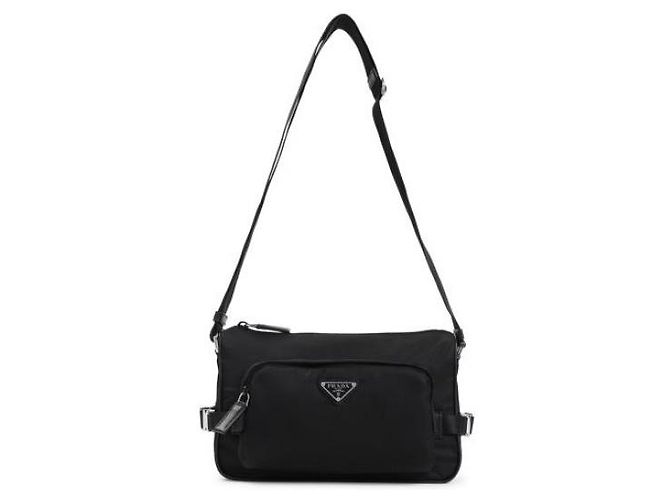 Prada Borsa a spalla media in nylon e pelle Saffiano Nero - vista 4