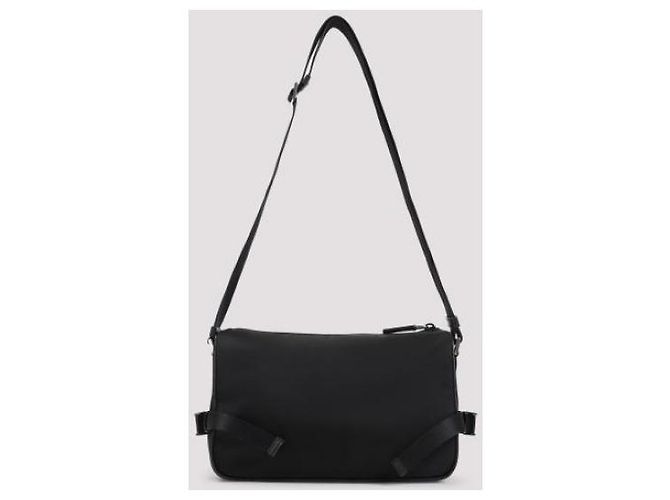 Prada Borsa a spalla media in nylon e pelle Saffiano Nero - vista 6