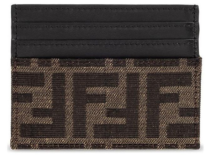 Fendi FF Squared Leather Card Holder (stamp) ALWK Brown - view 4