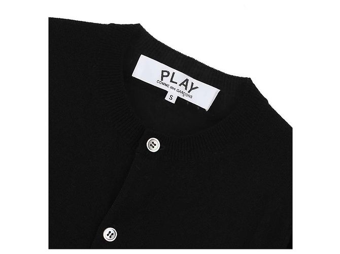 Comme Des Garcons Schwarze Strickjacke mit Doppelherz-Patch - Ansicht 5