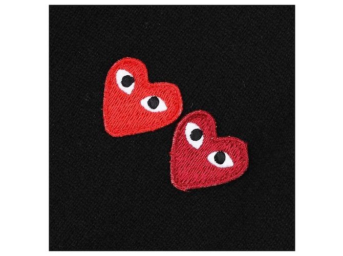 Comme Des Garcons Schwarze Strickjacke mit Doppelherz-Patch - Ansicht 8