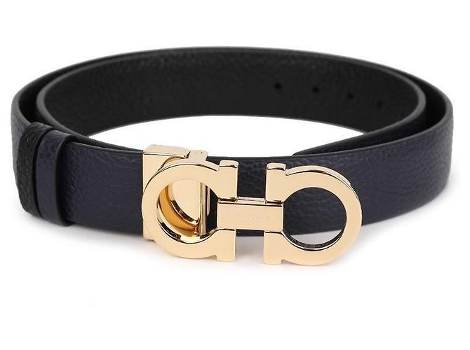 Salvatore Ferragamo Cintura Reversibile Double Gancini da Donna Blu - vista 3
