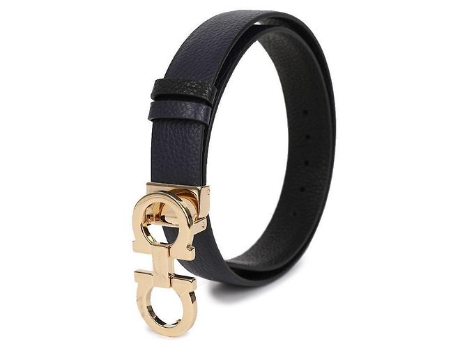 Salvatore Ferragamo Cintura Reversibile Double Gancini da Donna Blu - vista 4