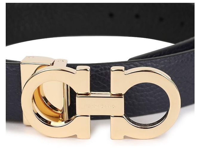 Salvatore Ferragamo Cintura Reversibile Double Gancini da Donna Blu - vista 8