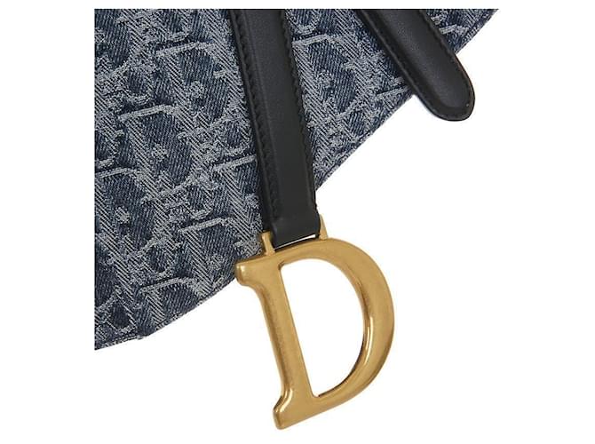 Dior Borsa a Spalla Jacquard Obliquo Saddle Blu - vista 6