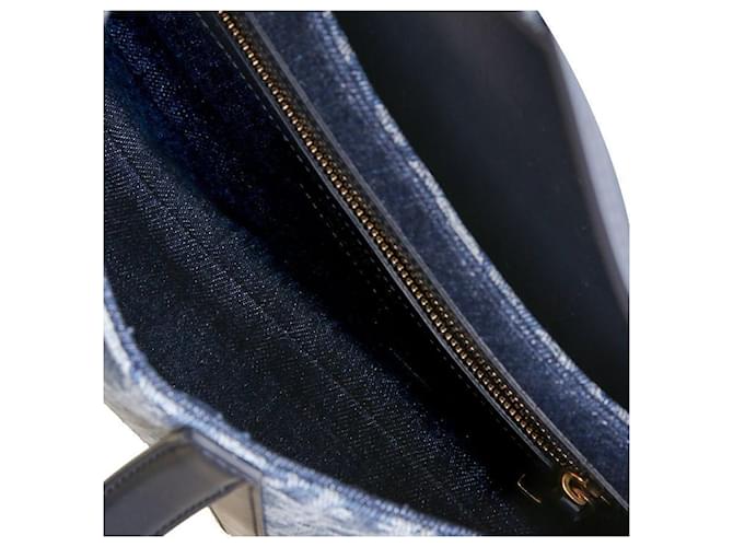 Dior Borsa a Spalla Jacquard Obliquo Saddle Blu - vista 8