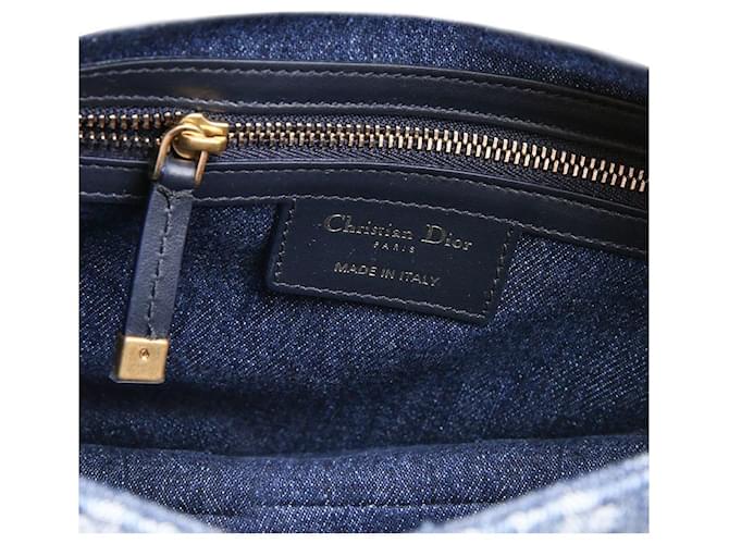 Dior Borsa a Spalla Jacquard Obliquo Saddle Blu - vista 9