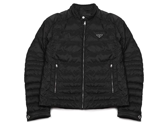 Prada Triangle Logo Poly Short Padded Jacket Black - view 3