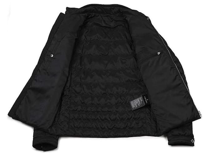 Prada Triangle Logo Poly Short Padded Jacket Black - view 5
