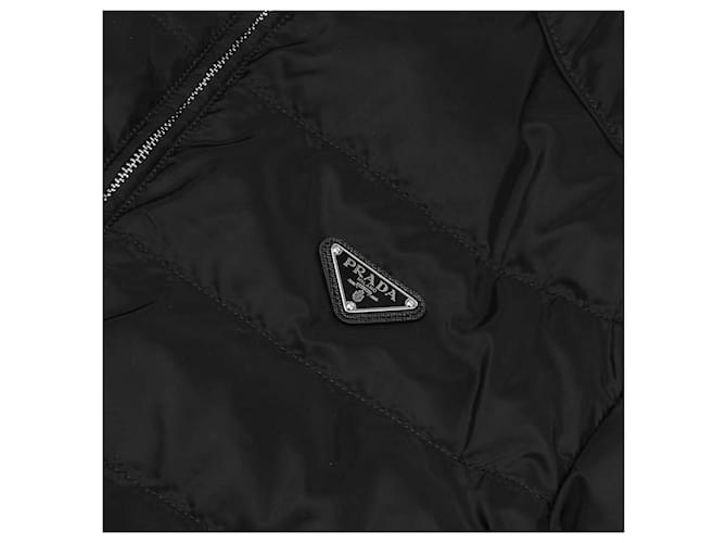 Prada Triangle Logo Poly Short Padded Jacket Black - view 9