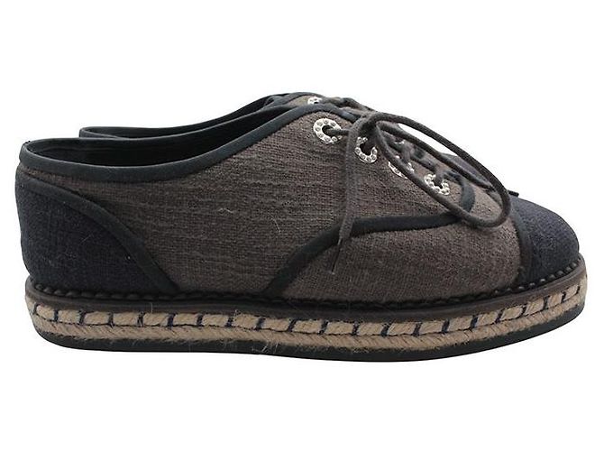 Chanel Sneakers in lino bicolore Blu - vista 5