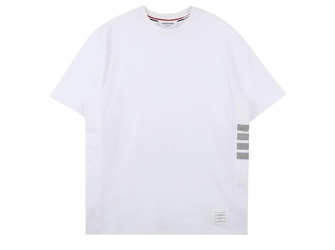 Thom Browne Klassisches Piqué-T-Shirt Weiß - Ansicht 3