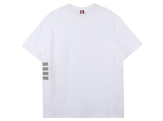 Thom Browne Klassisches Piqué-T-Shirt Weiß - Ansicht 4