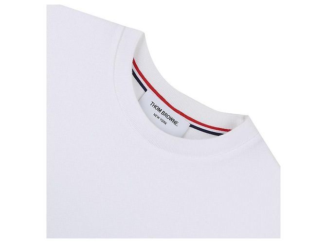 Thom Browne Klassisches Piqué-T-Shirt Weiß - Ansicht 5
