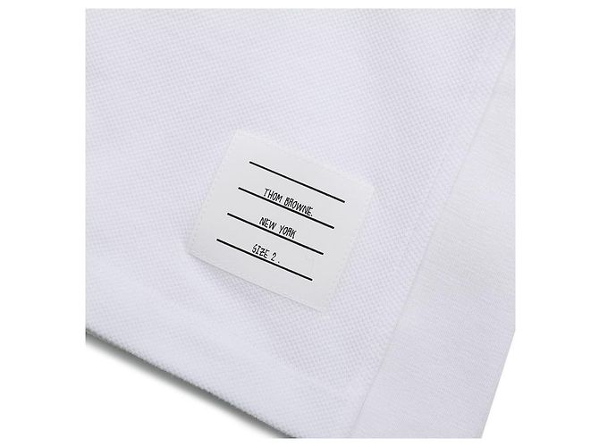 Thom Browne Klassisches Piqué-T-Shirt Weiß - Ansicht 8