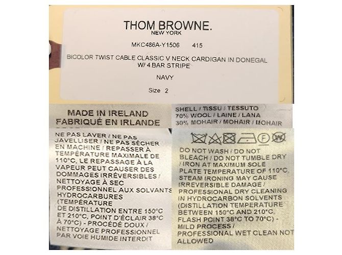 Thom Browne Zweifarbiger Kabelstrick-Cardigan mit diagonaler Träger Douni Blau - Ansicht 21