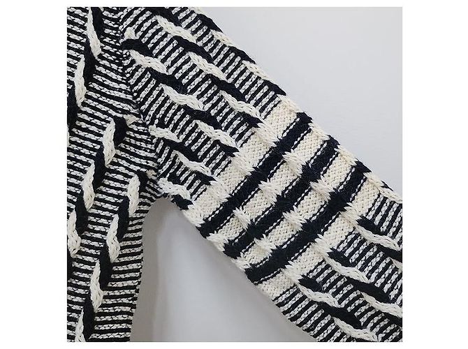 Thom Browne Zweifarbiger Kabelstrick-Cardigan mit diagonaler Träger Douni Blau - Ansicht 5