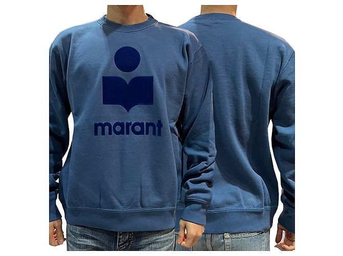 Isabel Marant Sweatshirt en velours avec logo MIKO Bleu ardoise - vue 12