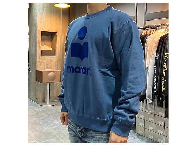 Isabel Marant Sweatshirt en velours avec logo MIKO Bleu ardoise - vue 14