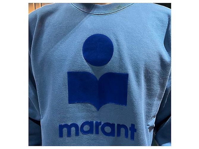 Isabel Marant Sweatshirt en velours avec logo MIKO Bleu ardoise - vue 17