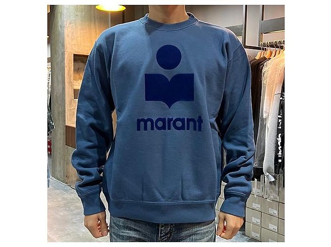 Isabel Marant Sweatshirt en velours avec logo MIKO Bleu ardoise - vue 2