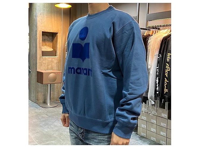 Isabel Marant Sweatshirt en velours avec logo MIKO Bleu ardoise - vue 3