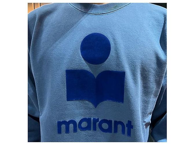 Isabel Marant Sweatshirt en velours avec logo MIKO Bleu ardoise - vue 6