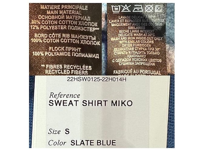 Isabel Marant Sweatshirt en velours avec logo MIKO Bleu ardoise - vue 7