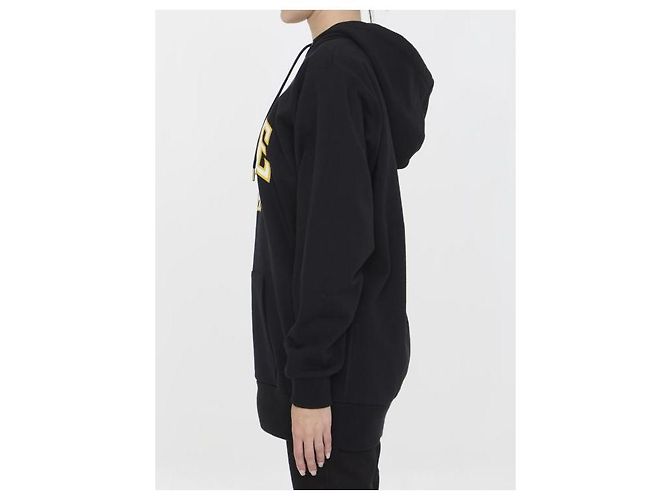 Céline Oversized Hoodie aus Baumwollfleece mit Logo Schwarz - Ansicht 6