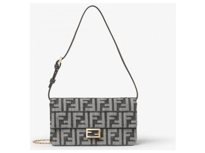 Baguette Fendi Borsa a catena in tessuto effetto FF - vista 4