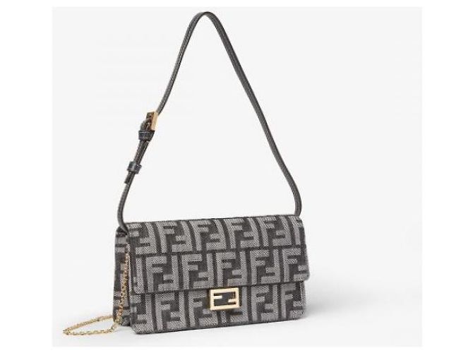 Baguette Fendi Borsa a catena in tessuto effetto FF - vista 5